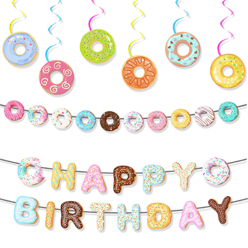 Baby Food Dessert - Niedliches Donut-Geburtstagsbanner für Kinder, Dessert-Girlande, Hängedekoration