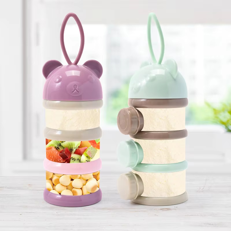 Baby Food Dispenser - 3/4-lagige tragbare Baby-Nahrungsaufbewahrungsbox mit mehreren Öffnungen,