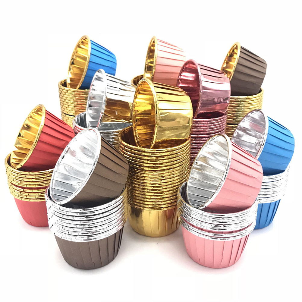 Baby Food Dessert - 50 Stück Leuchtende Kreative Papier-Kuchenförmchen Lebensmittelechte