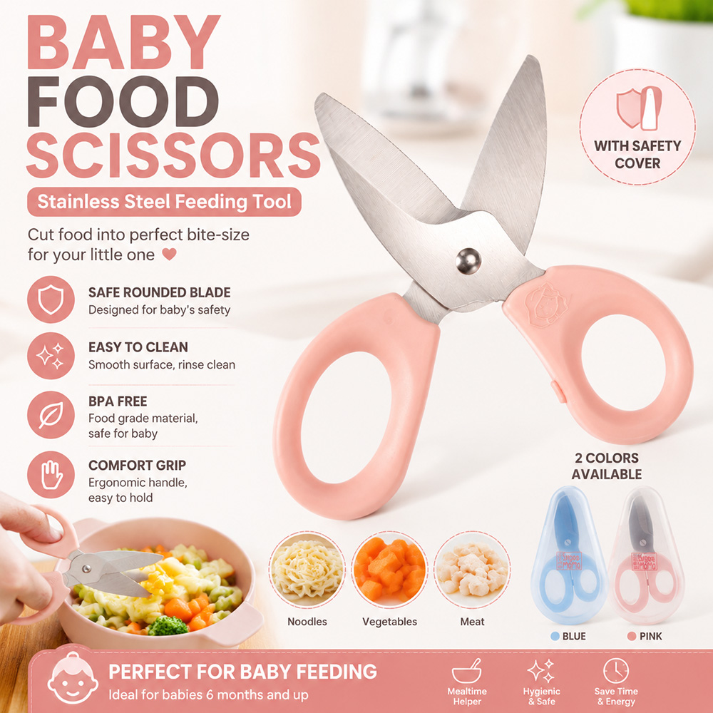 Easy Baby Food - Baby-Lebensmittelschere aus Edelstahl, BPA-freie Sicherheitsküchenschere für