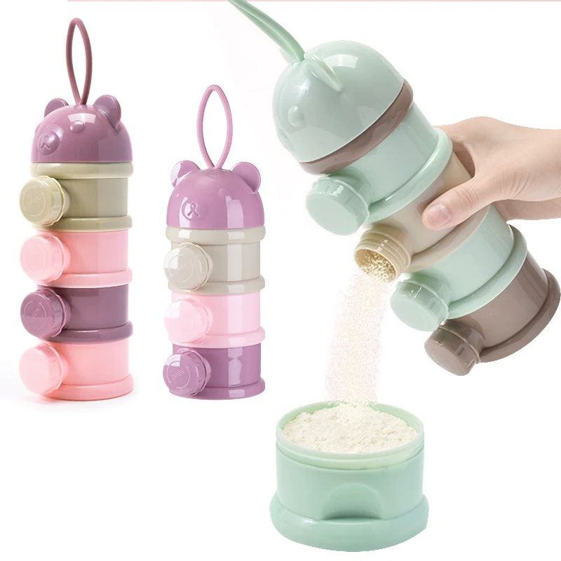 Baby Food Dispenser - 3/4-lagige tragbare Baby-Nahrungsaufbewahrungsbox mit mehreren Öffnungen,